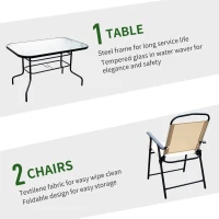 Outsunny 8 Pieces Dining Set Furniture Foldable Chair Umbrella Table Beige Garden(m-6)