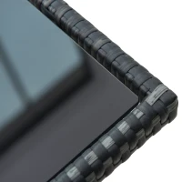 Outsunny 6 Seater Rattan Dining Set with Cushions, Rattan Garden Furniture Set, Outdoor Dining Table and Chairs with 6 Stackable Armchairs, Rectangular Glass Top Table for Patio, Balcony, Grey(m-12)