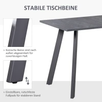 HOMCOM Esstisch Küchentisch mit Metallbeinen und geräumiger Tischplatte Holztisch Dunkelgrau MDF Metall 110 x 70 x 76 cm(m-4)
