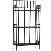 Outsunny Blumenständer Pflanzregal Pflanzenständer Blumenregal  Gartenregal 3 Ebenen faltbar Metall Schwarz 61 x 29,5 x 120 cm(m-11)