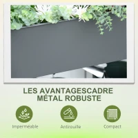Outsunny Jardinière sur Pieds Potager dim. 109L x 39l x 80H cm étagère 2 Roues + Insert d'irrigation métal Gris(m-6)