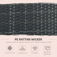 Outsunny 6 Seater Rattan Dining Set with Cushions, Rattan Garden Furniture Set, Outdoor Dining Table and Chairs with 6 Stackable Armchairs, Rectangular Glass Top Table for Patio, Balcony, Grey(m-6)