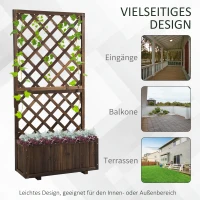 Outsunny Hochbeet Pflanzenkasten mit Rankgitter, Spalier Pflanzkübel, Blumenkasten Holz, 72,5x31,5x149,5cm für Garten Balkon Terasse, Blumenkübel für Kletterpflanzen, Blumen, Braun(m-6)