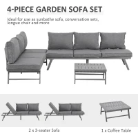 Outsunny 3 Pcs Garden Seating Set w/ Sofa Lounge Coffee Table Outdoor Patio Furniture(m-7)