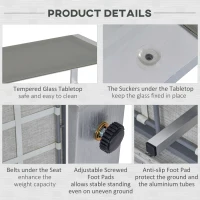 Outsunny 4 Pieces Patio Furniture Set Outdoor Aluminum Garden Conversation Set with Tempered Glass Coffee Table and Cushions(m-7)