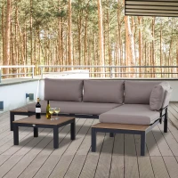 Outsunny 3-Piece Aluminium Frame Outdoor Garden Furniture Set Mixed Grey(m-2)