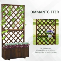 Outsunny Hochbeet Pflanzenkasten mit Rankgitter, Spalier Pflanzkübel, Blumenkasten Holz, 72,5x31,5x149,5cm für Garten Balkon Terasse, Blumenkübel für Kletterpflanzen, Blumen, Braun(m-4)