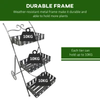 Outsunny Ghiveci de Gradina pe 3 Niveluri cu Roti, Argintiu,53 x 39 x 79 cm(m-5)