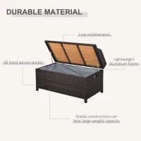 Outsunny Cufăr Băncuță pentru Depozitare Multifuncțională din Ratan 102x51x52cm Maro/Bej(m-7)