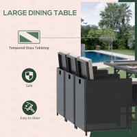 Outsunny Rattan Dining Set Garden Furniture Patio set 11 PC with Cushion Black /Milk White(m-4)