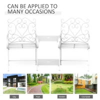 Outsunny Metal Bench With Table, 160Lx61Wx96H cm-White(m-7)