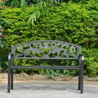 Outsunny Metal Frame Bench, 128Lx50Wx91H cm, Net Weight 12kg-Black(m-10)