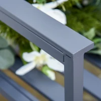 Outsunny Steel Patio Garden Bench Loveseats for Outdoors Park Yard Slatted Design Grey(m-8)