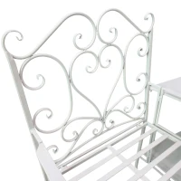 Outsunny Metal Bench With Table, 160Lx61Wx96H cm-White(m-10)