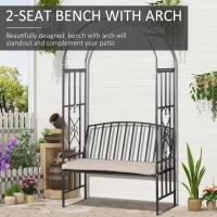 Outsunny Metal Frame Bench W/Arch, 114Lx60Wx206H cm-Grey(m-4)