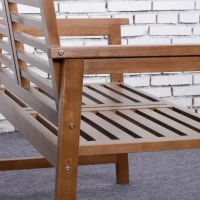 Outsunny 2-Seater Wooden Garden Bench Outdoor Patio Loveseat Chair with Backrest and Armrest for Yard, Lawn, Porch, Brown(m-10)