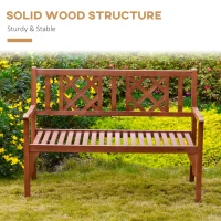 Outsunny Foldable Garden Bench, 2-Seater Patio Wooden Bench, Loveseat Chair with Backrest and Armrest for Patio, Porch or Balcony, Brown(m-6)