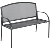 Outsunny Metal Outdoor Bench, 2 Seater Outdoor Furniture Chair, Loveseat for Patio, Park, Porch and Lawn, Grey(m-1)