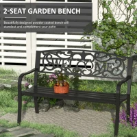 Outsunny 126Lx60Wx85H cm Steel Bench-Black(m-4)