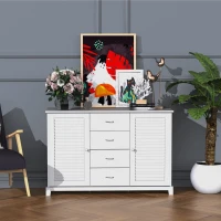 HOMCOM kredens szafka łazienkowa szafka do przedpokoju, komoda, drzwi listwowe, biała płyta MDF(m-10)