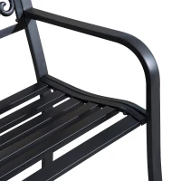Outsunny 2-Seater Garden Bench, Steel-Black(m-9)