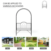 Outsunny Garden Arch Bench Outdoor Patio Trellis Arbor for Climbing Plant Antique Black(m-6)