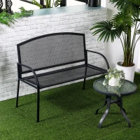 Outsunny Metal Outdoor Bench, 2 Seater Outdoor Furniture Chair, Loveseat for Patio, Park, Porch and Lawn, Grey(m-2)