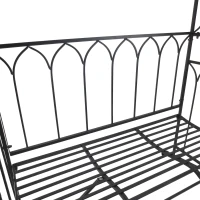 Outsunny Garden Metal Frame Bench W/Arch for Various Climbing Plant, 115Lx50Wx203H cm-Black(m-8)