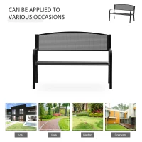 Outsunny 2 Seater Metal Garden Bench Garden Park Porch Chair Outdoor Patio Loveseat Seat Mesh Net Backrest Black(m-6)