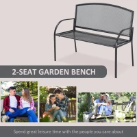 Outsunny Metal Outdoor Bench, 2 Seater Outdoor Furniture Chair, Loveseat for Patio, Park, Porch and Lawn, Grey(m-4)