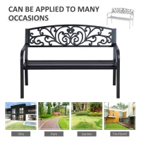 Outsunny 2-Seater Garden Bench, Steel-Black(m-6)