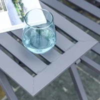 Outsunny 2 Seat Garden Chair Bench Folding Loveseats Jack and Jill Seat w/Coffee Table Outdoor Patio(m-6)