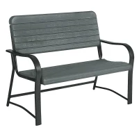 Outsunny Metal Frame 2 Seater Bench-Black, Atrovirens Slat(m-10)