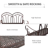 Outdoor Iron Rocking Chair-Bronze Red(m-5)