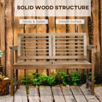 Outsunny 2-Seater Wooden Garden Bench Outdoor Patio Loveseat Chair with Backrest and Armrest for Yard, Lawn, Porch, Brown(m-6)