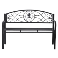 Outsunny Metal Frame Bench, 128Lx50Wx91H cm-Black(m-11)