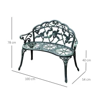 Outsunny Cast Aluminum Garden Bench-Antique Green(m-3)