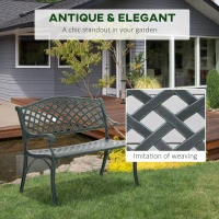 Outsunny Cast Aluminium Garden Bench 2 Seater Antique Loveseat for Outdoor Patio Porch Park, Verdigris(m-4)