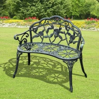 Outsunny Cast Aluminum Garden Bench-Antique Green(m-2)