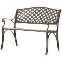Outsunny Cast Aluminium Outdoor Garden Bench 2 Seater Antique Patio Loveseat, Bronze(m-11)