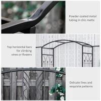 Outsunny Steel Frame Outdoor Garden Arch w/ 2-Seater Bench Flower Climber Black(m-4)