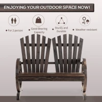 Outsunny Fir Logs Love Seats with Wheel-Shaped Armrests, Large Load-Bearing Chair, Natural Wood Grain(m-5)