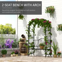 Outsunny Garden Arch Bench Outdoor Patio Trellis Arbor for Climbing Plant Antique Black(m-4)