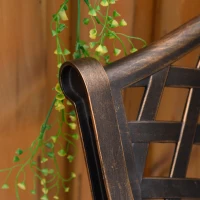 Outsunny Cast Aluminium Outdoor Garden Bench 2 Seater Antique Patio Loveseat, Bronze(m-7)