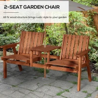 Outsunny 2-Seater Fir Wood Bench w/ Centre Table(m-4)