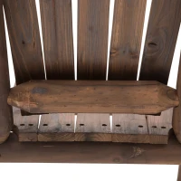 Outsunny Wood Patio Chair Bench 2 Seats Jack and Jill Seat w/ Center Coffee Table, Garden Bench, Carbonized(m-11)