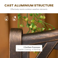 Outsunny Cast Aluminium Outdoor Garden Bench 2 Seater Antique Patio Loveseat, Bronze(m-5)