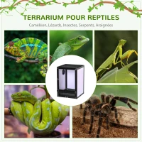 PawHut Terrarium vivarium boîte pour reptiles 32 x 32 x 46 cm avec passe-câble, fond en ABS, plateau amovible noir(m-4)
