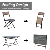 Outsunny Set Mobilier Pe Rattan Masa de Pranz cu 6 Scaune Pliabile de Gradina, Maro(m-4)