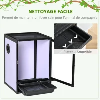 PawHut Terrarium vivarium boîte pour reptiles 32 x 32 x 46 cm avec passe-câble, fond en ABS, plateau amovible noir(m-7)